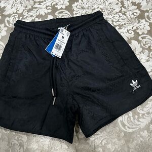 adidas Black Athletic Shorts with Elastic Waistband and Drawstring